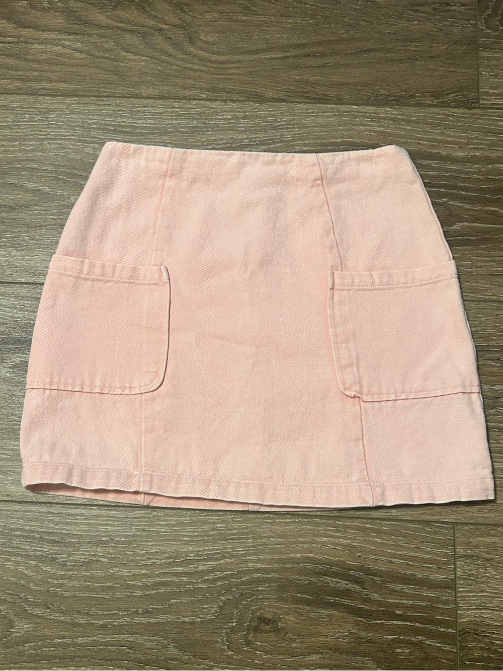 miami Pale Pink Mini Skirt with Front Patch Pockets